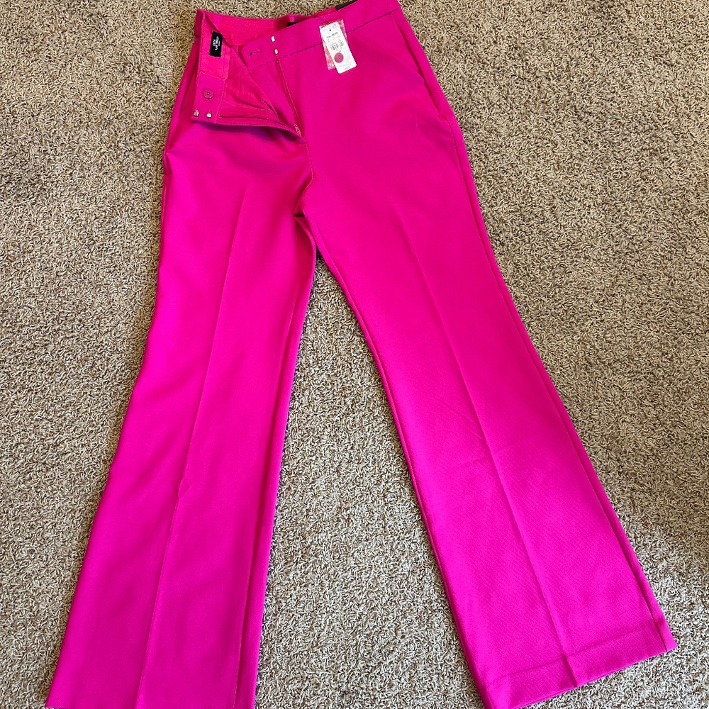 NWT Express Editor High Rise Flare Pants - 4R Neon Berry
